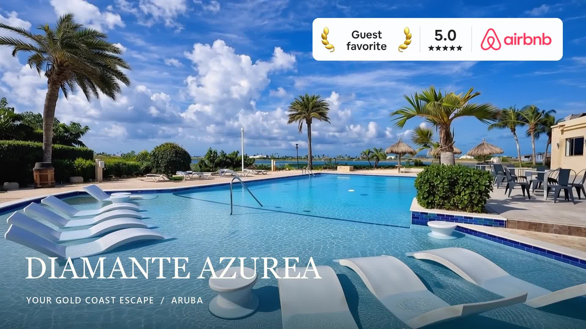 Gold Coast’s shared pool and palm trees, featured in the Azurea film